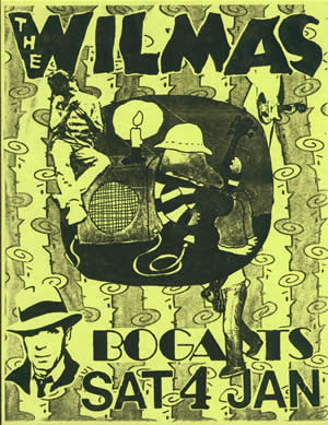 Flyer for The Wilmas show at Bogarts on January 4